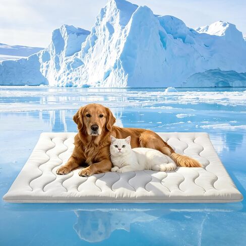 2026 Upgrade Dog Cooling Mat, 36"×23" Thicken Waterproof Q-MAX>0.4 Summer Dog Crate Pad with Ice Cool & Arc-Chill Cool Fiber, Washable Portable Self-Cooling All-Season Pet Bed Mat for Dogs & Cats in Saudi Arabia