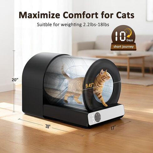 Self Cleaning Litter Box for Multiple Cats, Automatic Cat Litter Box Large Capacity, Stainless Steel Drum with App Health Monitoring, Noise & Odor Control, Dual Safety Sensors in Kuwait