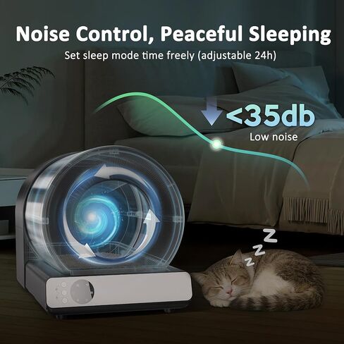 Self Cleaning Litter Box for Multiple Cats, Automatic Cat Litter Box Large Capacity, Stainless Steel Drum with App Health Monitoring, Noise & Odor Control, Dual Safety Sensors in Kuwait