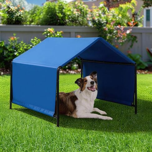 Outvita Dog Shade، 4'x4'x3.3' خيمة للكلاب في الهواء الطلق مأوى للكلاب الكبيرة في الخارج، مظلة ثلج المطر للشمس للحيوانات الكبيرة مع غطاء مقاوم للماء، وتد أرضي (رمادي غامق) in Kuwait