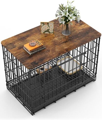 Dog Crate Topper for 42'' Dog Cage, Dog Kennel Topper Wood Countertop, Foldable Dog Crate Table Top (Crate Not Include) in Kuwait