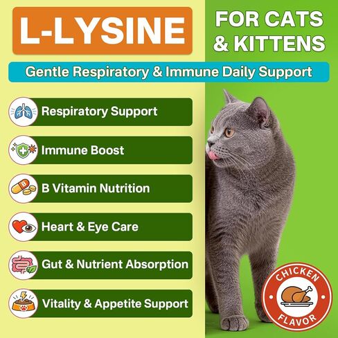 Puyrzoe L-Lysine لقطرات القطط - العطس وسيلان الأنف وتخفيف العيون الدامعة، مكمل ليسين سائل للقطط لدعم المناعة والجهاز التنفسي مع التورين والفيتامينات، لتعزيز الطاقة والشهية، 60 مل in Kuwait
