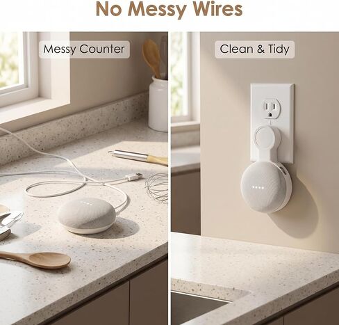 حامل تثبيت على الحائط لجهاز Google Nest Mini (Home Mini الجيل الثاني والجيل الأول)، ملحقات موفرة للمساحة لجهاز Google Nest Mini Voice Assistant الجيل الثاني (أبيض) in Saudi Arabia