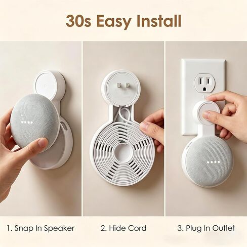 حامل تثبيت على الحائط لجهاز Google Nest Mini (Home Mini الجيل الثاني والجيل الأول)، ملحقات موفرة للمساحة لجهاز Google Nest Mini Voice Assistant الجيل الثاني (أبيض) in Saudi Arabia