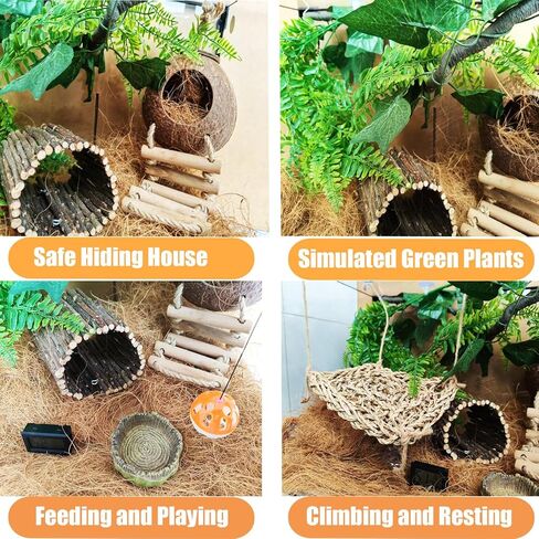 TEICCI 20items Bearded Dragon Tank Accessories Set,20-Piece Kit Leopard Gecko Tank Accessories with Reptile Bridge,Bearded Dragon Hammock,Decor Suitable for Lizards, Geckos, and Chameleons in Kuwait