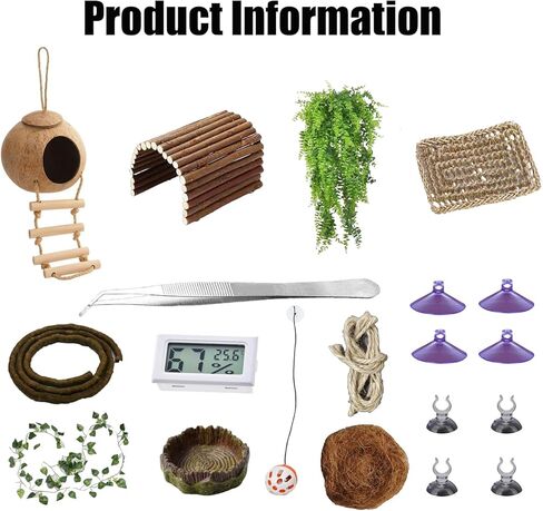 TEICCI 20items Bearded Dragon Tank Accessories Set,20-Piece Kit Leopard Gecko Tank Accessories with Reptile Bridge,Bearded Dragon Hammock,Decor Suitable for Lizards, Geckos, and Chameleons in Kuwait