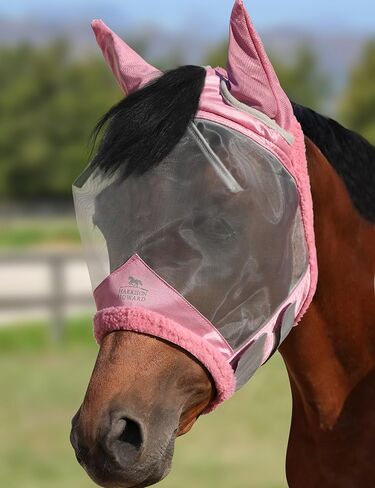 Harrison Howard CareMaster Horse Fly Mask UV Protective Fine Mesh with Extra Wool Soft Touch on Skin Light Pink XL in Kuwait