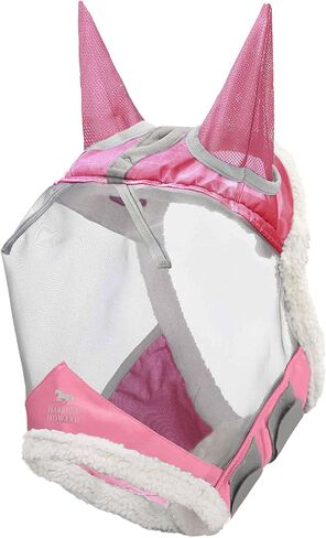 Harrison Howard CareMaster Horse Fly Mask UV Protective Fine Mesh with Extra Wool Soft Touch on Skin Light Pink XL in Kuwait