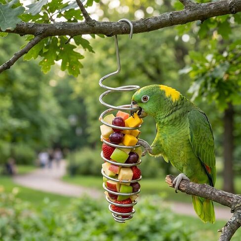 2 Pcs Millet Holder for Bird Cage, Stainless Steel Bird Foraging Toy, Hanging Fruit & Vegetable Feeder for Parrot, Cockatiel, Conure & Lovebird (5.98 x 1.18 Inch) in Kuwait