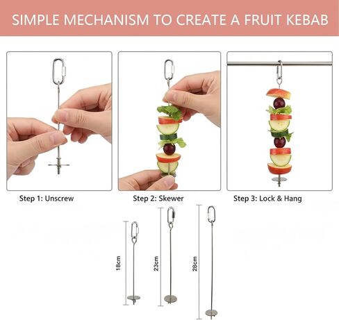 3 Pcs Parrot Fruit Vegetable Skewer, Bird Cage Food Holder with Hook, 1 Pcs Bird Perch Swings, Hanging Bird Cage Food Holder Stainless Steel, Easy CleanBird Treats Skewer, Stainless Steel Stick Feeder in Kuwait