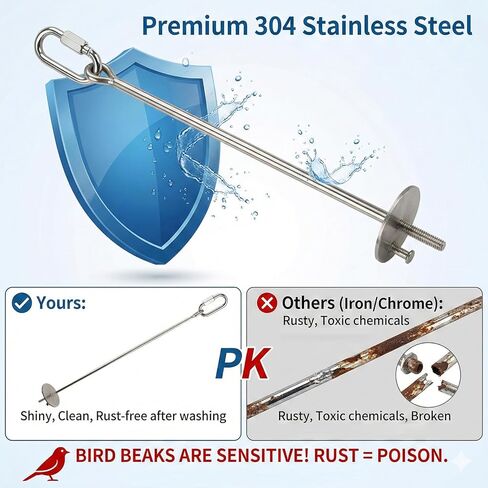 3 Pcs Parrot Fruit Vegetable Skewer, Bird Cage Food Holder with Hook, 1 Pcs Bird Perch Swings, Hanging Bird Cage Food Holder Stainless Steel, Easy CleanBird Treats Skewer, Stainless Steel Stick Feeder in Kuwait