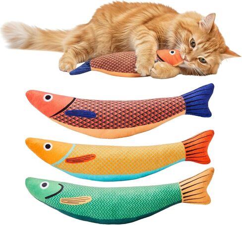Cat Kicker Fish Toy 3-Pack with Premium Catnip – Plush Interactive Kick Toy for Cats, Durable Kitty Kicker Pillow, Enrichment Toy for Indoor Cats in Kuwait