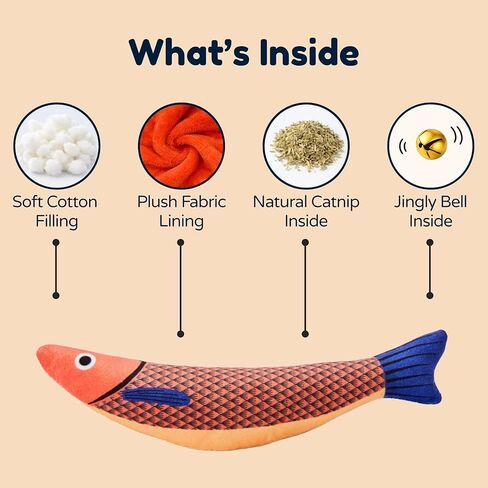 Cat Kicker Fish Toy 3-Pack with Premium Catnip – Plush Interactive Kick Toy for Cats, Durable Kitty Kicker Pillow, Enrichment Toy for Indoor Cats in Kuwait