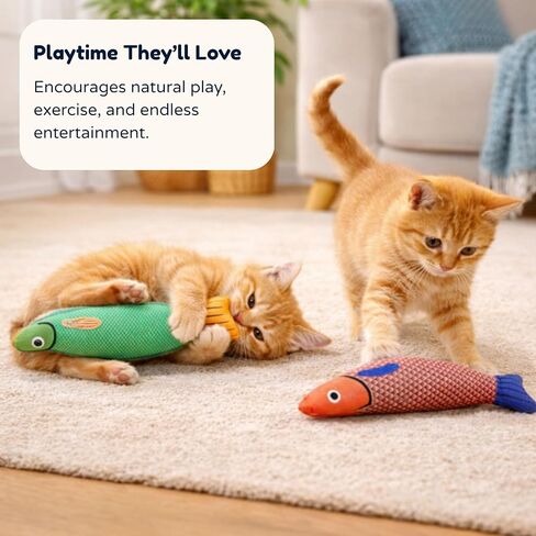 Cat Kicker Fish Toy 3-Pack with Premium Catnip – Plush Interactive Kick Toy for Cats, Durable Kitty Kicker Pillow, Enrichment Toy for Indoor Cats in Kuwait