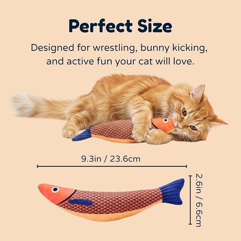 Cat Kicker Fish Toy 3-Pack with Premium Catnip – Plush Interactive Kick Toy for Cats, Durable Kitty Kicker Pillow, Enrichment Toy for Indoor Cats in Kuwait