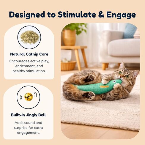 Cat Kicker Fish Toy 3-Pack with Premium Catnip – Plush Interactive Kick Toy for Cats, Durable Kitty Kicker Pillow, Enrichment Toy for Indoor Cats in Kuwait