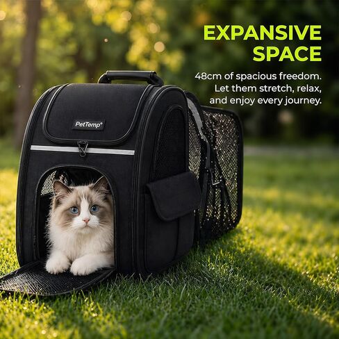 Expandable Cat Backpack Carrier Airline Approved Pet Travel Backpack with Breathable Mesh, Large Space, Safety Leash, Comfortable Padded Straps, Foldable Soft Pet Carrier for Hiking Vet in Kuwait