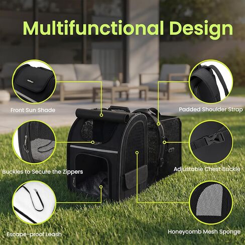 Expandable Cat Backpack Carrier Airline Approved Pet Travel Backpack with Breathable Mesh, Large Space, Safety Leash, Comfortable Padded Straps, Foldable Soft Pet Carrier for Hiking Vet in Kuwait