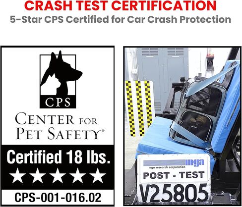 Crash-Tested Expandable Cat Backpack Carrier & Small Dog Car Seat | CPS Certified for Crash Protection & Safe Pet Travel | 4 Windows for Exploring, 4-Side Breathable, Zipper Locks, Foldable. in Kuwait