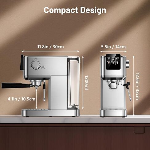 Espresso Machine 20 Bar with Touch Screen, Hot & Iced Coffee Makers, Stainless Steel Espresso Maker with Rapid Cold Brew & Milk Frother Steam Wand, with Water Tank for Latte, Cappuccino, Gift in Kuwait