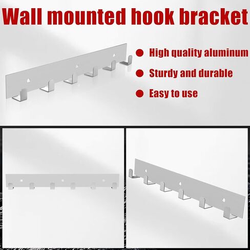 2Pcs Hanger Aluminum Storage Rack Organizer with 6 Hooks Suitable for Clothes Western Horse Tack Bridle Halter Strap Goods Accessories Hanger Silver in Kuwait