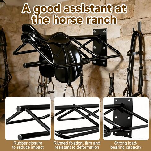 4 Pack Wall Mounted Saddle Rack, Heavy Duty Steel Horse Saddle Stand with Pad Bar, Space-Saving Storage for English & Western Saddles, Saddle Pads, Horse Blankets & Horse Gear in Kuwait