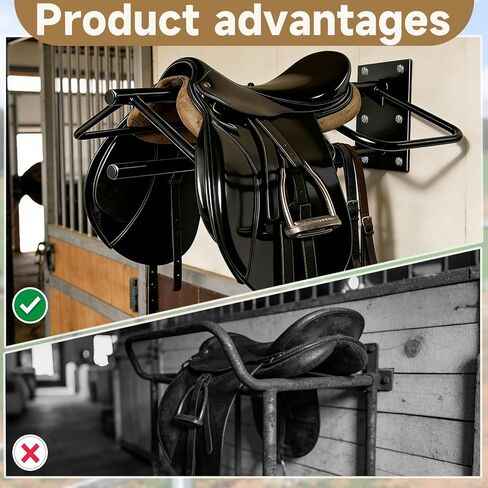 4 Pack Wall Mounted Saddle Rack, Heavy Duty Steel Horse Saddle Stand with Pad Bar, Space-Saving Storage for English & Western Saddles, Saddle Pads, Horse Blankets & Horse Gear in Kuwait