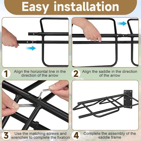 4 Pack Wall Mounted Saddle Rack, Heavy Duty Steel Horse Saddle Stand with Pad Bar, Space-Saving Storage for English & Western Saddles, Saddle Pads, Horse Blankets & Horse Gear in Kuwait