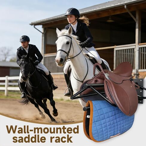 4 Pack Wall Mounted Saddle Rack, Heavy Duty Steel Horse Saddle Stand with Pad Bar, Space-Saving Storage for English & Western Saddles, Saddle Pads, Horse Blankets & Horse Gear in Kuwait