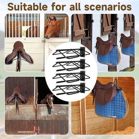 4 Pack Wall Mounted Saddle Rack, Heavy Duty Steel Horse Saddle Stand with Pad Bar, Space-Saving Storage for English & Western Saddles, Saddle Pads, Horse Blankets & Horse Gear in Kuwait