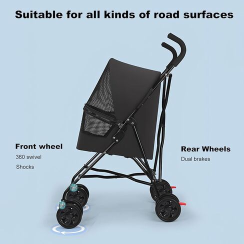 Pet Stroller for Small Dogs Cats, Lightweight Foldable Dog Stroller with Mesh Ventilation, Cat Stroller for 1-2 Cats, Small Dog Stroller for Travel, Cup Holder in Kuwait