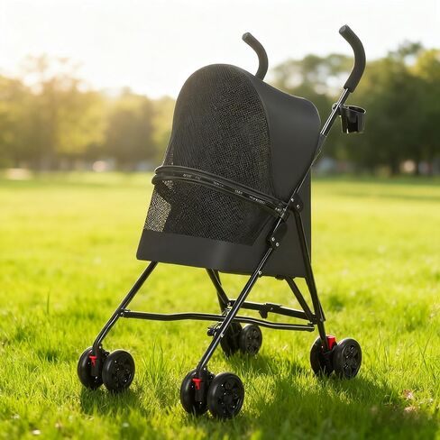 Pet Stroller for Small Dogs Cats, Lightweight Foldable Dog Stroller with Mesh Ventilation, Cat Stroller for 1-2 Cats, Small Dog Stroller for Travel, Cup Holder in Kuwait