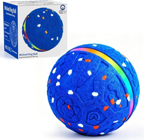 Interactive Dog Ball Toy, Durable E-TPU Material, 3 Play Modes with Colorful Lights, Automatic Moving, Bouncing and Rotating for Medium and Large Dogs Indoor & Outdoor (Blue) in Kuwait