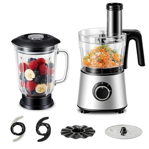 Sweetcrispy Food Processor Blender Combo for Vegetable, Dough, Electric Food Processors Slicing, 6 Cup Chopper for Meat, Puree, 2 Speeds, Sharp Blades, Safety Lock with 1.5L Glass Jar in Kuwait