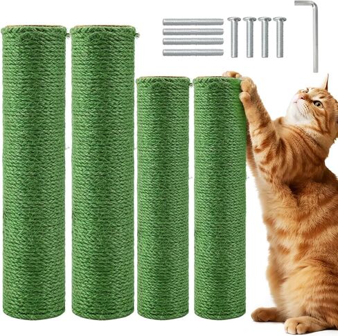2 Pack Cat Scratching Post Replacement, 13.8 x 3.93 Inch Modern Sisal Poles with M8 Screws, Refill Parts for Indoor Cat Towers and Furniture Repair-White in Saudi Arabia