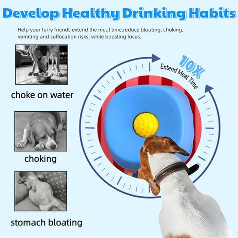 Slow Feeder Dog Bowl for Liquid with Built-in Ball,250ml Non-Slip for Bone Broth & Yogurt,Prevents Wet Chin,Anxiety Relief & Mental Stimulation,Food-Grade Easy Clean Enrichment Toy for All Breeds in Kuwait