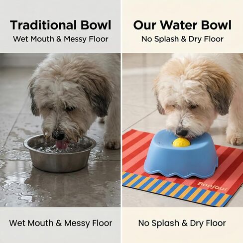 Slow Feeder Dog Bowl for Liquid with Built-in Ball,250ml Non-Slip for Bone Broth & Yogurt,Prevents Wet Chin,Anxiety Relief & Mental Stimulation,Food-Grade Easy Clean Enrichment Toy for All Breeds in Kuwait