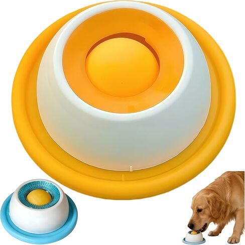 Dog Slow Feeder Bowl with Lick Ball - Durable Licking Toy for Anxiety, Mess-Free Liquid Treats, Easy Clean Bowl for Fast Eating Dogs & Cats (Blue) in Kuwait