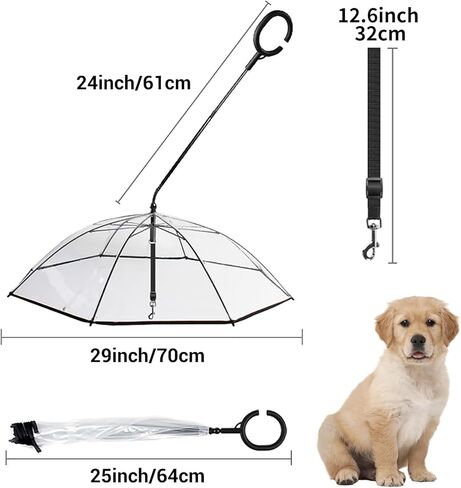 NAMSAN Dog Umbrella for Small Dogs, Clear Dog Umbrella with Adjustable Leash for Small Dogs Rainy Snowy Day Walking, Outdoor Puppy Body Protective, Self-Assembly in Kuwait