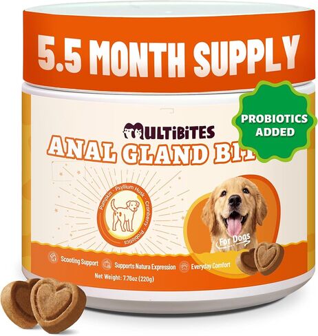 7.76 oz Anal Gland Bites for Dogs - Anal Gland Health & Dog Digestive Support - with Pumpkin Seed, Psyllium Husk & Probiotic for Dogs - Urinary Supplement - Pet Vitamins and Supplements in Kuwait