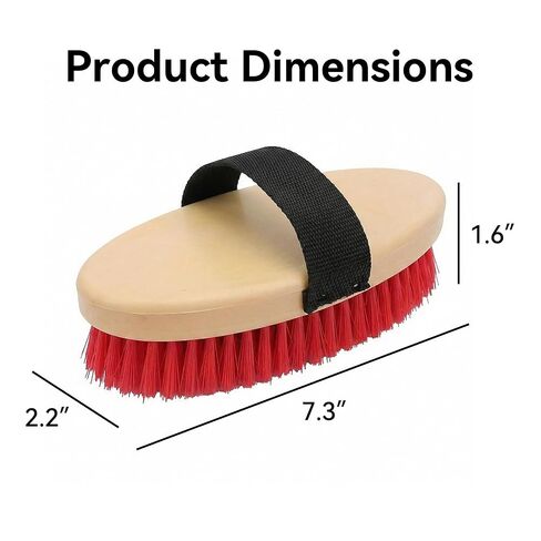 Horse Brushes for Grooming, Handheld Oval Scrub Brush with Adjustable Strap, Red Bristles for Barn and Stable Cleaning, 1 Pack in Kuwait