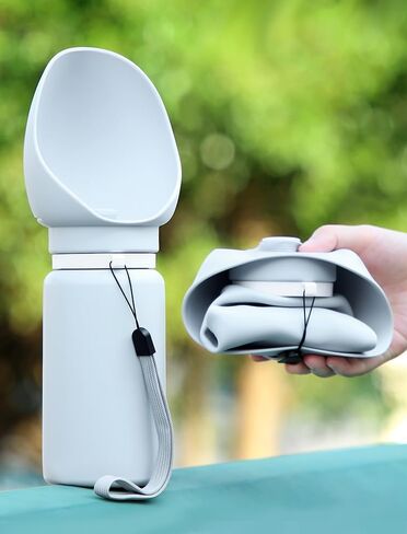 18.6 oz Pet Cat Dog Water Bottle Portable Soft Silicone Leak Proof Foldable, Easy to Clean Dog Drinking Dispenser,Grey in Kuwait