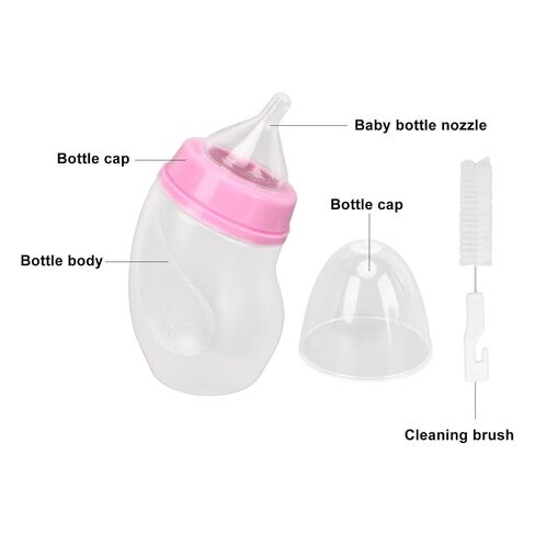 Pet Feeding Bottle, Brush Pet Feeding Nipple Bottle 180ml Professional Crooked Head for Kitten (Pink) in Saudi Arabia
