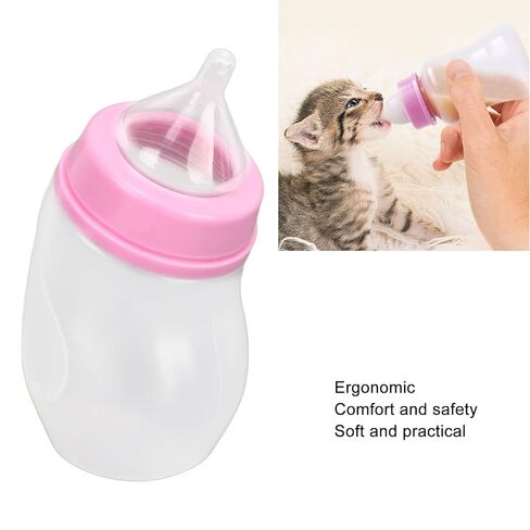 Pet Feeding Bottle, Brush Pet Feeding Nipple Bottle 180ml Professional Crooked Head for Kitten (Pink) in Saudi Arabia