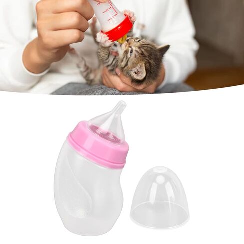 Pet Feeding Bottle, Brush Pet Feeding Nipple Bottle 180ml Professional Crooked Head for Kitten (Pink) in Saudi Arabia