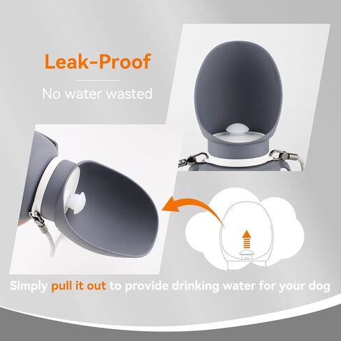 Dog Water Bottle, Portable Dog Water Dispenser, 27 OZ Leakproof Pet Bottle Kettle for Doggy Cats Outdoor Walking/Hiking/Travel Driking, Grey in Saudi Arabia