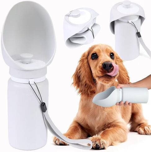 FULY Foldable Dog Water Bottle Collapsible Silicone Travel Pet Drink Cup for Walking Hiking and Camping, 550ml/19oz Portable Leakproof Puppy Dispenser with Wrist Strap in Kuwait