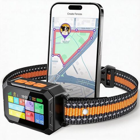 Meowant GPS Wireless Dog Fence، تطبيق مجاني، سياج GPS مخصص (82-7000 قدم)، صفارة / اهتزاز / تصحيح، شريط تنبيه مبكر، طوق LCD مقاوم للماء، الكلاب 10+ رطل، خارجي، بدون جهاز تحكم عن بعد in Kuwait