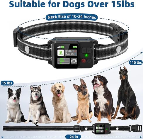 GPS Wireless Dog Fence, Electric Fence for Dogs, Electric Dog Fence with 3 Warning Strength, Range 49-6561ft, IP67 Waterproof, Rechargeable Pet Containment System for Outdoor Use Only in Kuwait