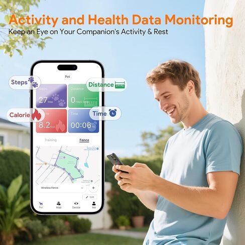 Meowant GPS Wireless Dog Fence، تطبيق مجاني، سياج GPS مخصص (82-7000 قدم)، صفارة / اهتزاز / تصحيح، شريط تنبيه مبكر، طوق LCD مقاوم للماء، الكلاب 10+ رطل، خارجي، بدون جهاز تحكم عن بعد in Kuwait